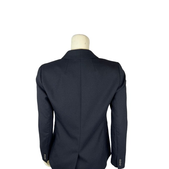 J. Crew Black Wool Flannel Parke Blazer Size 2 Womens Shawl Collar 1 Button - Picture 7 of 12